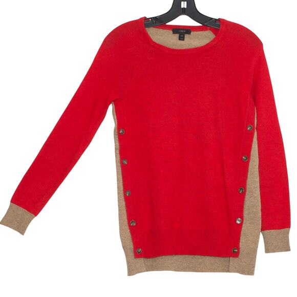 J Crew Sweater Wool Rabbit Elbow Patch Preppy Academia Buttons Red Brown XXS - Picture 10 of 10